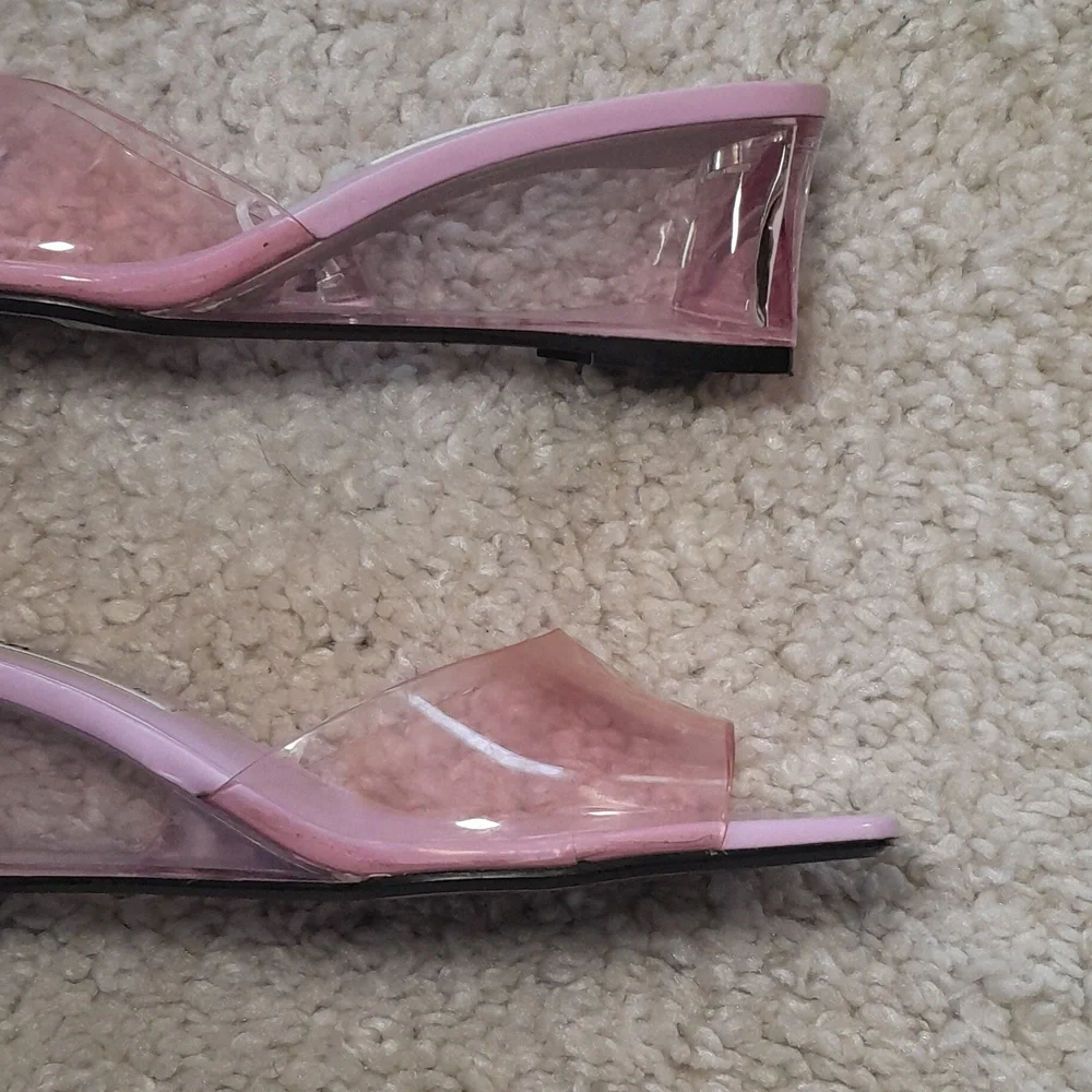 ZARA PINK PVC WEDGES with Translucent Heels Size 8 - Picture 12 of 16
